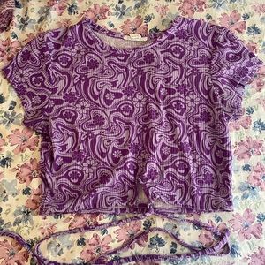 Purple crop top with tie